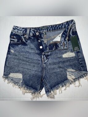 wild fable Dark Blue Distressed Frayed Denim Shorts
